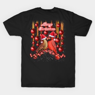 Red Cardinal bird merry Christmas T-Shirt